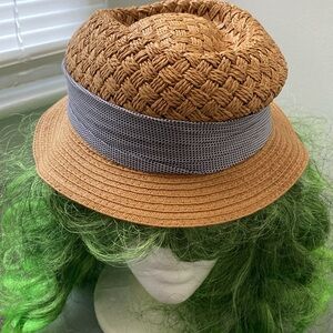 Tan color Armani Exchange brand Fedora style summer hat